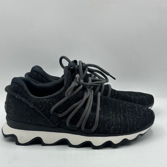 SOREL Kinetic Lace Sneakers Trainers Black Gray Wool Sz 8 - Picture 2 of 7